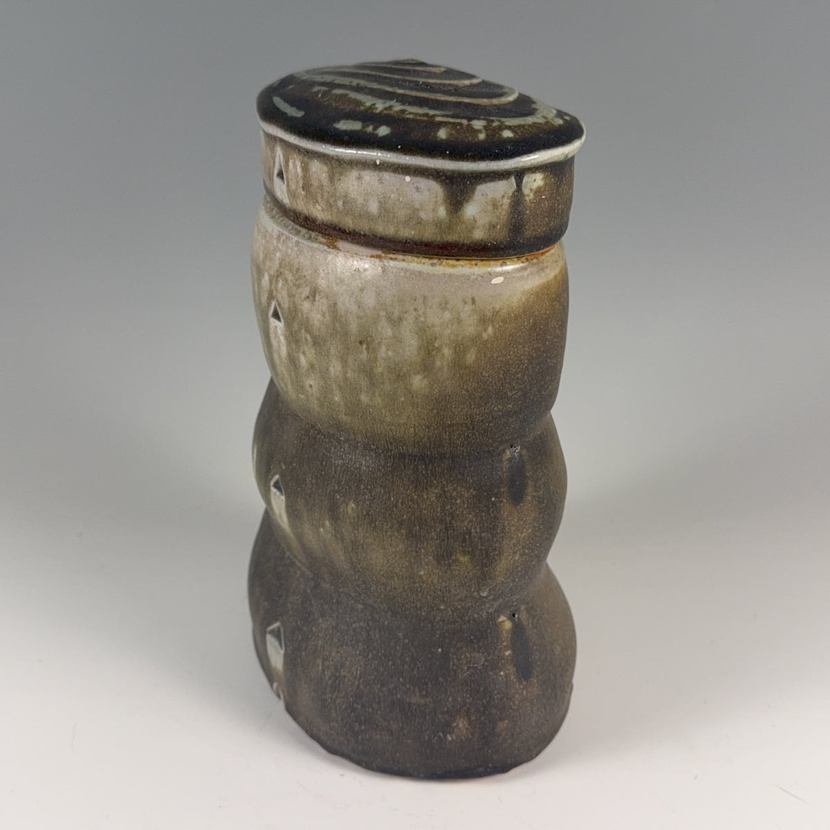 Bill Gossman lidded jar, "Snowman" NEW
