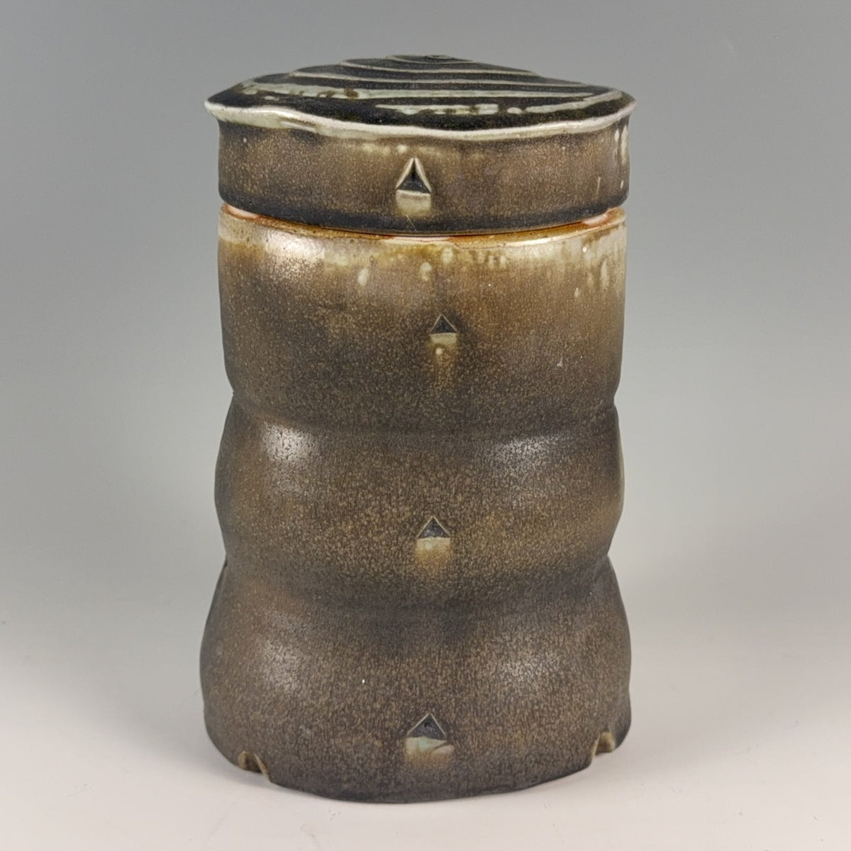 Bill Gossman lidded jar, "Snowman" NEW