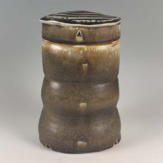 Bill Gossman lidded jar, "Snowman" NEW