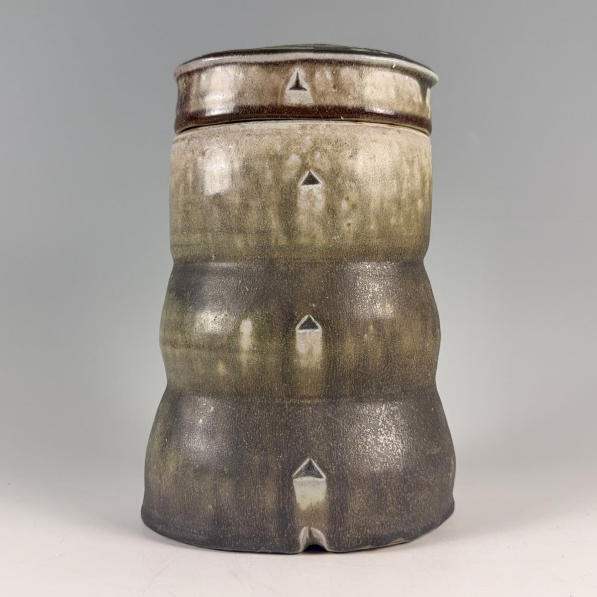 Bill Gossman lidded jar, "Snowman" NEW