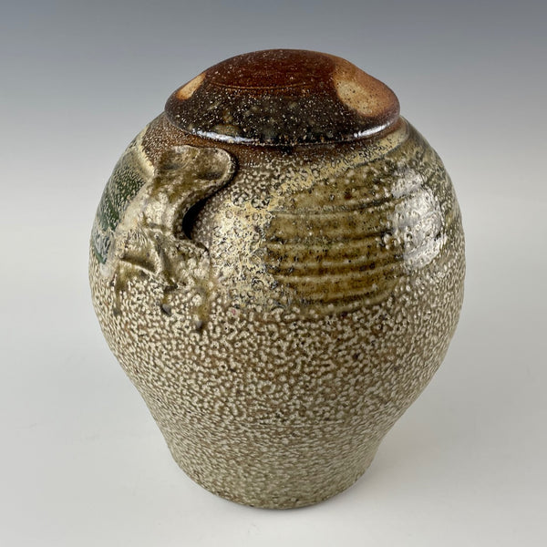 Byron Temple salt fired lidded jar