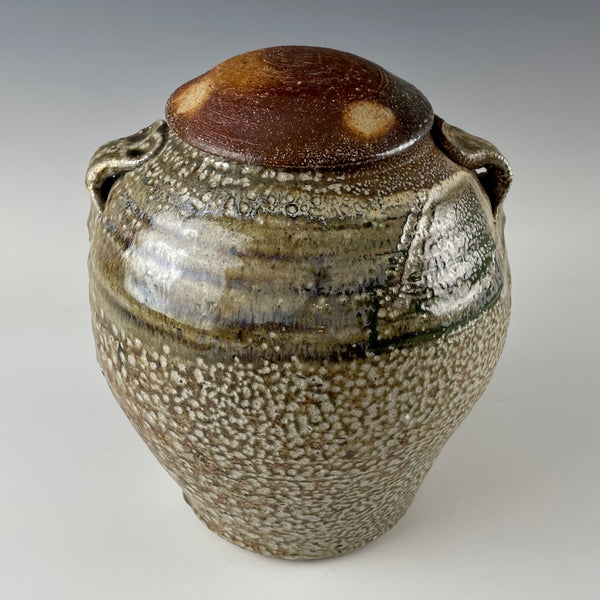 Byron Temple salt fired lidded jar